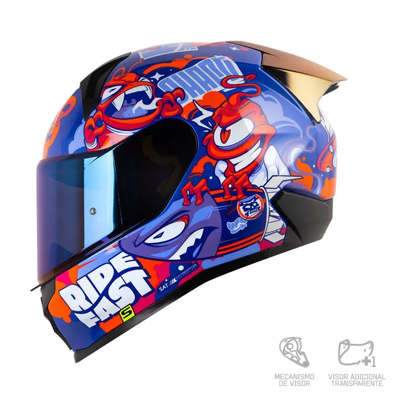 CASCO SHAFT 560 EVO UNIVERSE AZUL AZUL CLARO BRILLANTE
