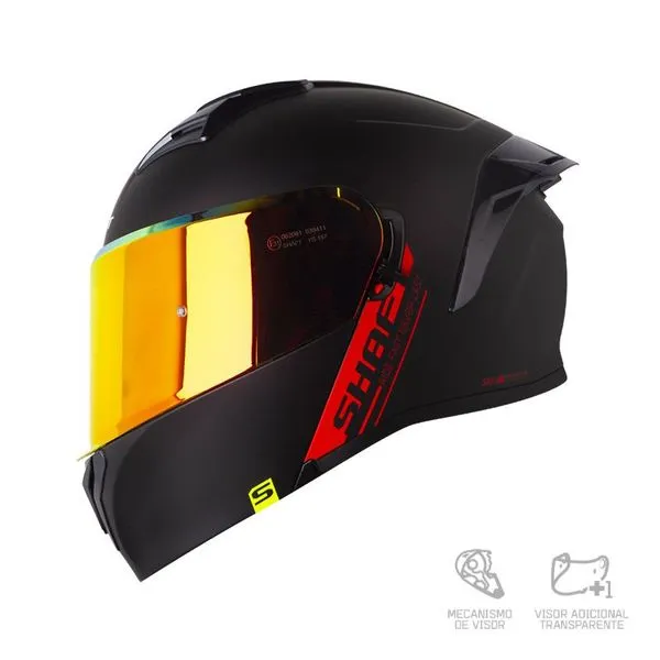 CASCO SHAFT 3820SP SOLID NEGRO MATE ROJO