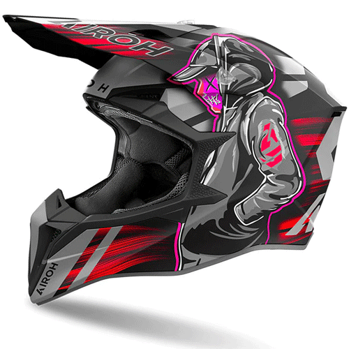 CASCO AIROH WRAAAP CYBER NEGRO GRIS ROJO MATE