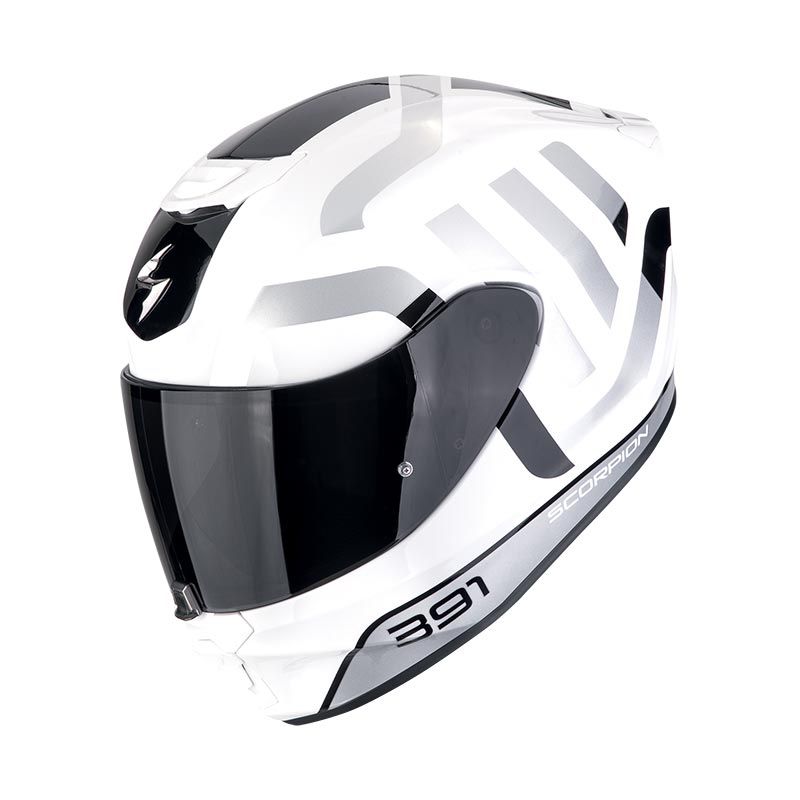 CASCO SCORPION EXO-391 AROK BLANCO NEGRO SILVER