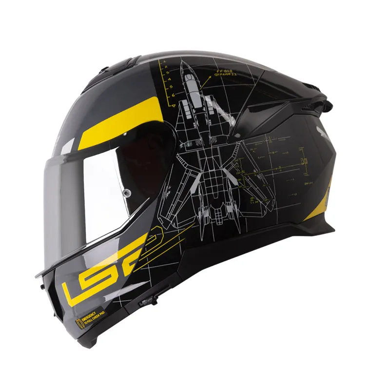 CASCO LS2 FF808 STREAM II AIR FORCE GRIS AMARILLO BRILLANTE