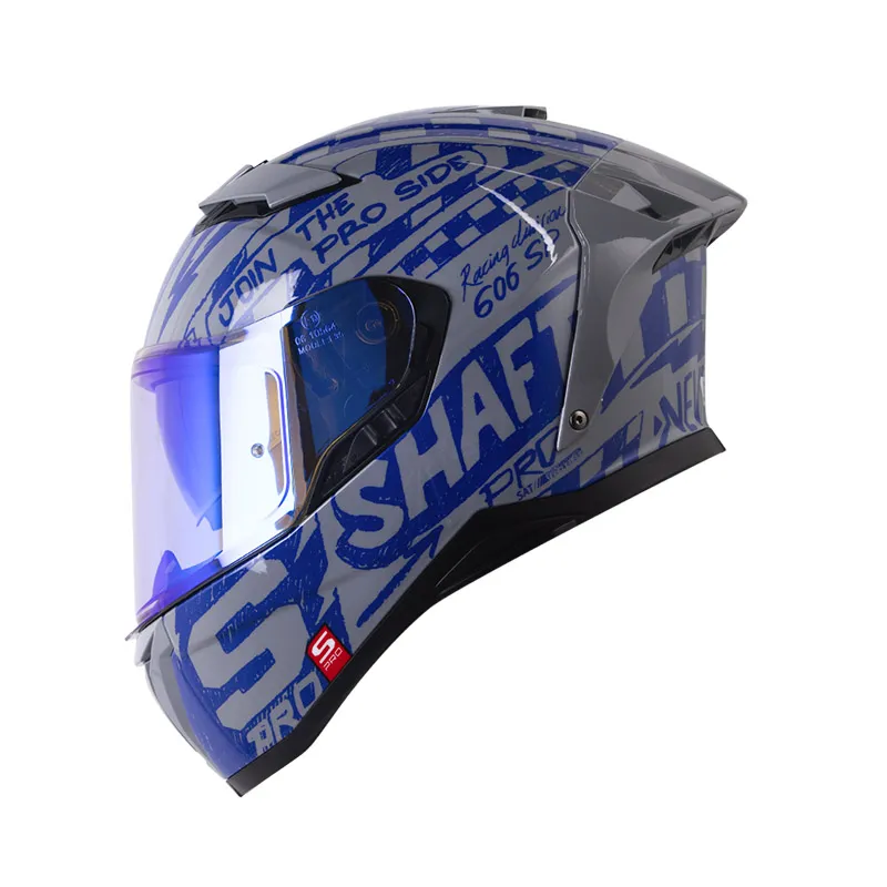 CASCO SHAFT PRO 606SP RACING GRIS AZUL BRILLANTE