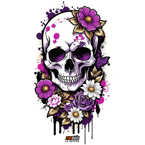 BUFF 90 CM CALAVERA FLOR BLANCO 008