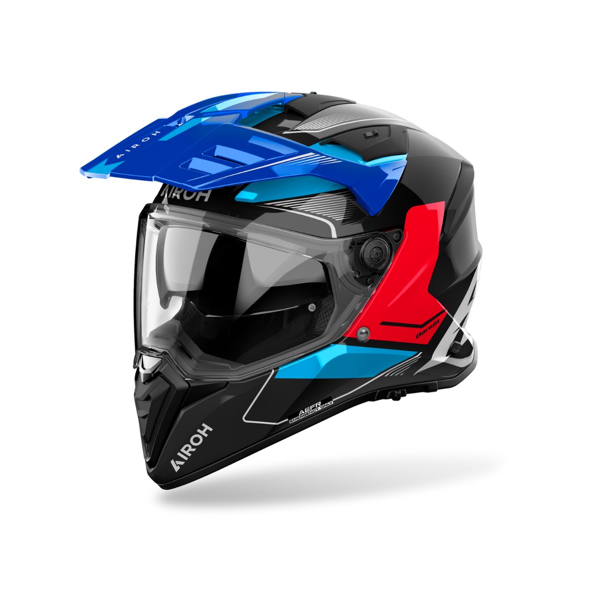 CASCO AIROH DUAL BANDIT TUNE AZUL ROJO BRILLANTE