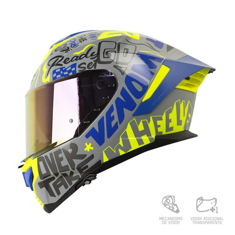 CASCO SHAFT PRO 609 VENOM BLOCK LETT GRIS AZUL