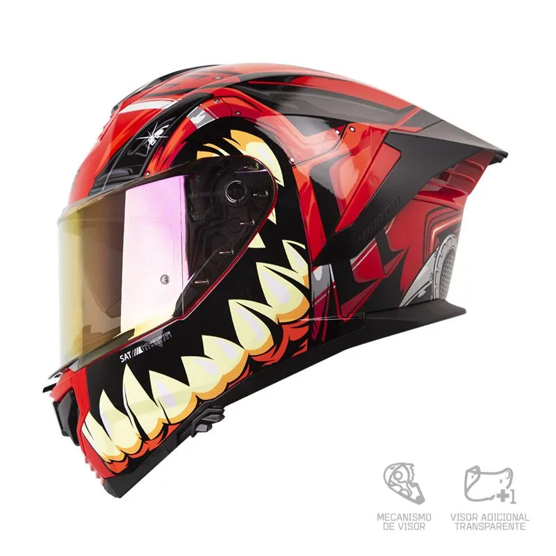 CASCO SHAFT PRO 609 VENOM MADNESS ROJO NEGRO