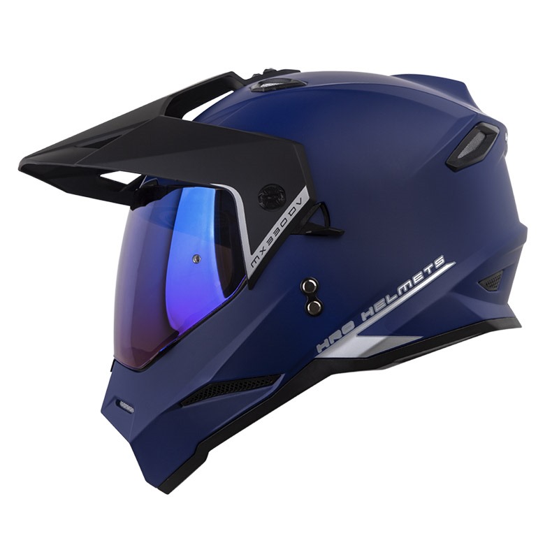 CASCO HRO MX-330DV SOLID AZUL OSCURO SILVER MATE