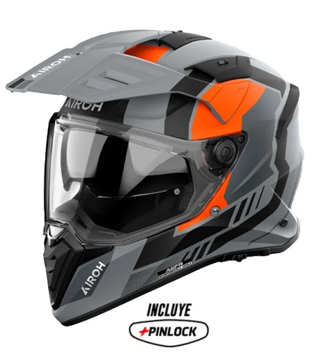 CASCO AIROH DUAL BANDIT HORN GRIS NARANJA MATE