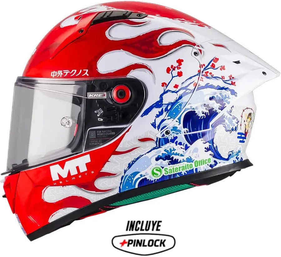 CASCO MT PLUS KRE+ S YAMANAKA 2025 A5 BLANCO ROJO AZUL BRILLANTE