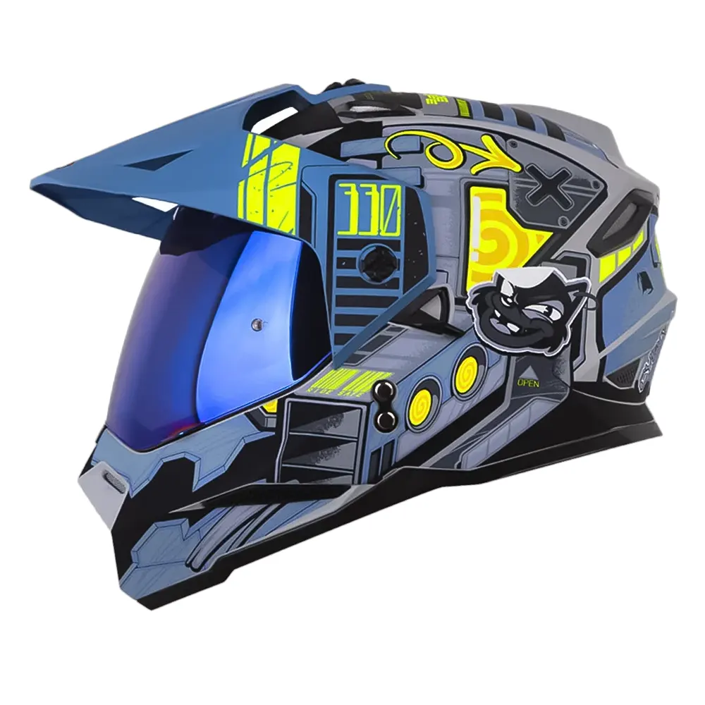 CASCO HRO MX-330DV CYBOK GRIS AZUL