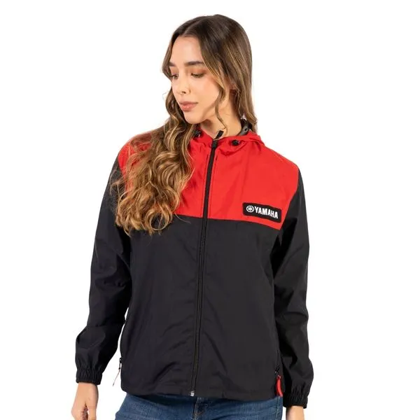 CHAQUETA CORTAVIENTO YAMAHA NEGRO ROJO FEM