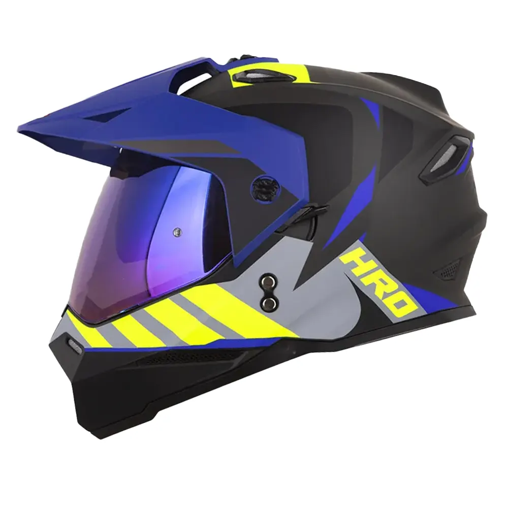 CASCO HRO MX-330DV YORCHI GRIS OSCURO AZUL