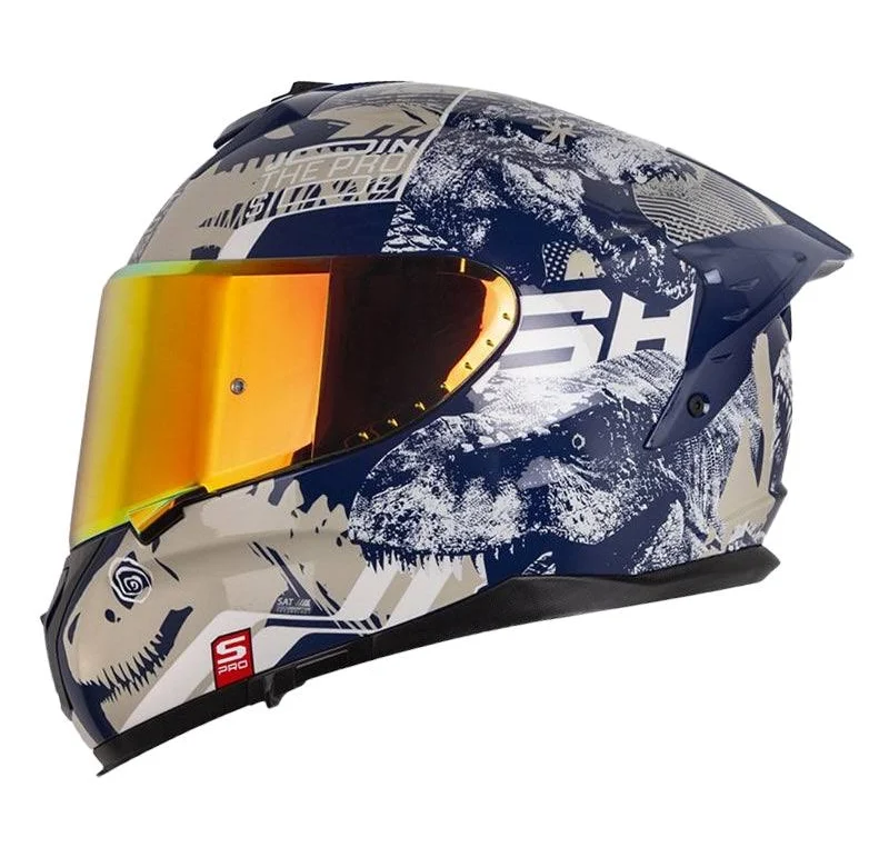 CASCO SHAFT PRO 610DV DINO MIX AZUL OSCURO GRIS CLARO BRILLANTE