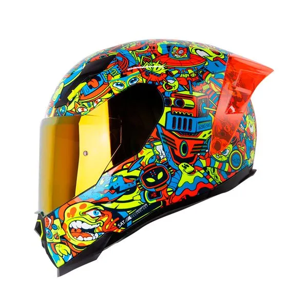 CASCO SHAFT 562R TOON WORL AZUL OSCURO AMARILLO NEON