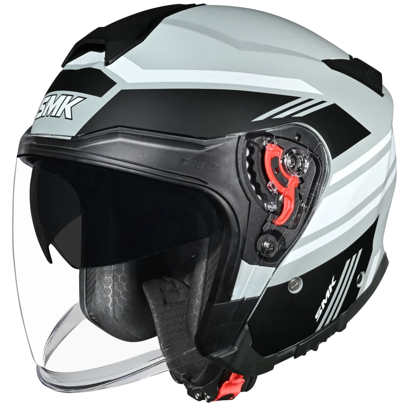 CASCO SMK GTJ MA621 GRIS NEGRO MATE BLANCO