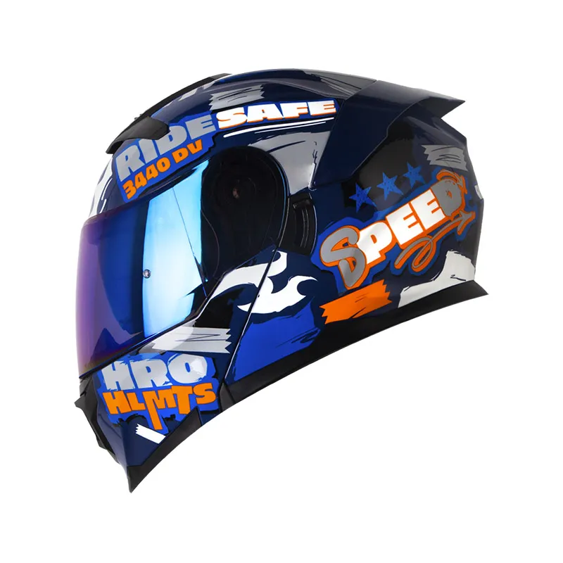 CASCO HRO 3440DV REKORT AZUL OSCURO NARANJA