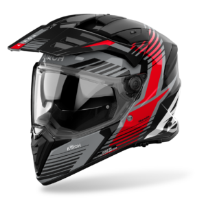 CASCO AIROH DUAL BANDIT SPICY NEGRO ROJO BRILLANTE