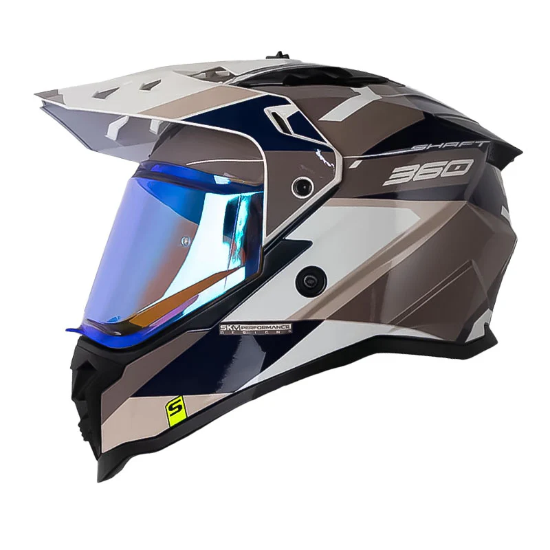 CASCO SHAFT MX360 MISHO AZUL OSCURO GRIS BRILLANTE