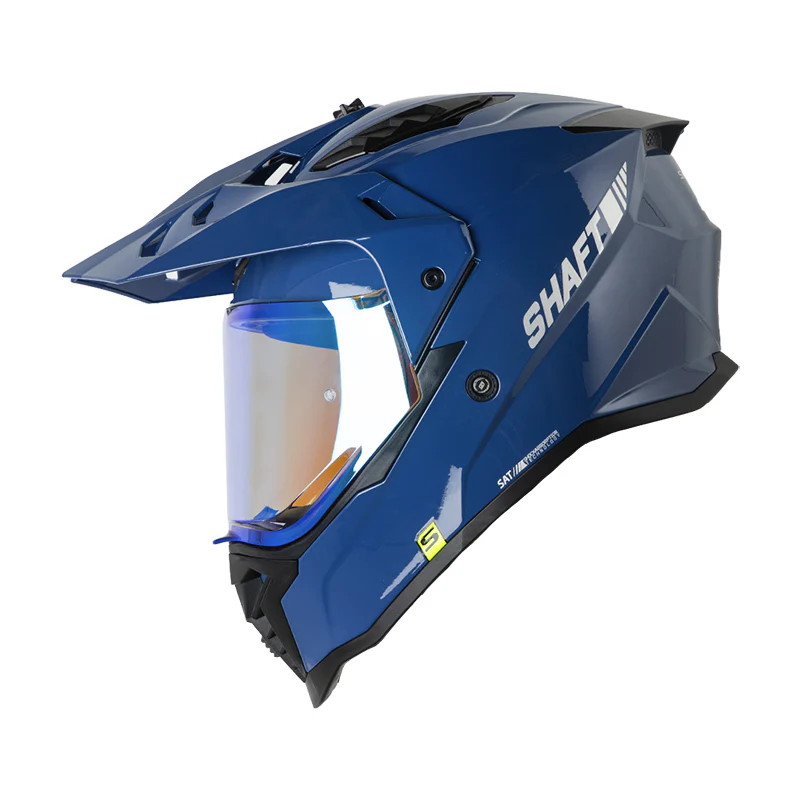 CASCO SHAFT PRO MX400DV SOLID AZUL OSCURO BLANCO BRILLANTE