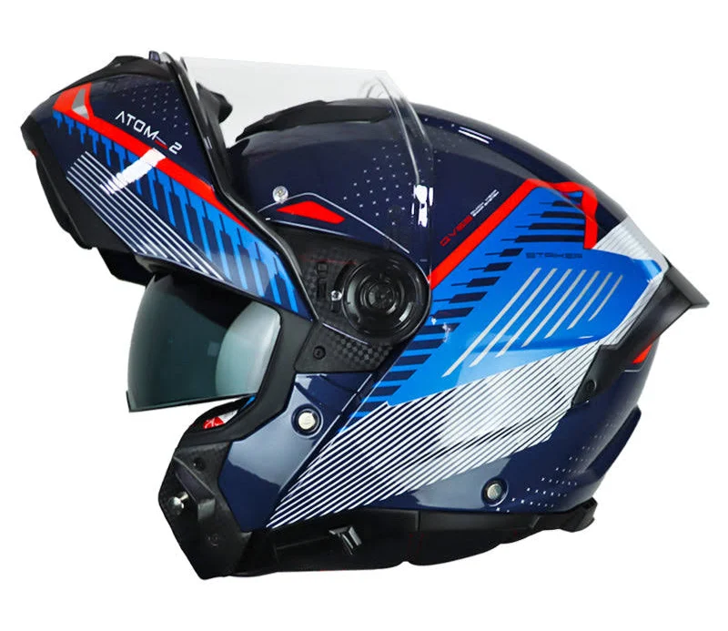 CASCO MT ATOM 2 SV STRIKER C7 AZUL OSCURO BLANCO BRILLANTE