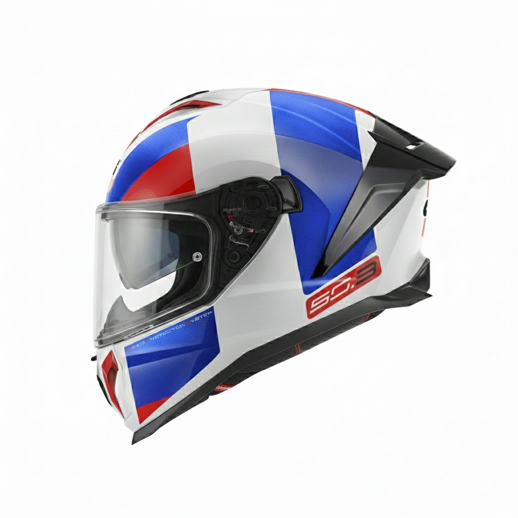 CASCO GIVI 50.3 VISION BLANCO AZUL ROJO BRILLANTE