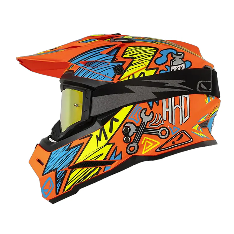 CASCO HRO MX03 RACING TEAM NARANJA NEON AZUL