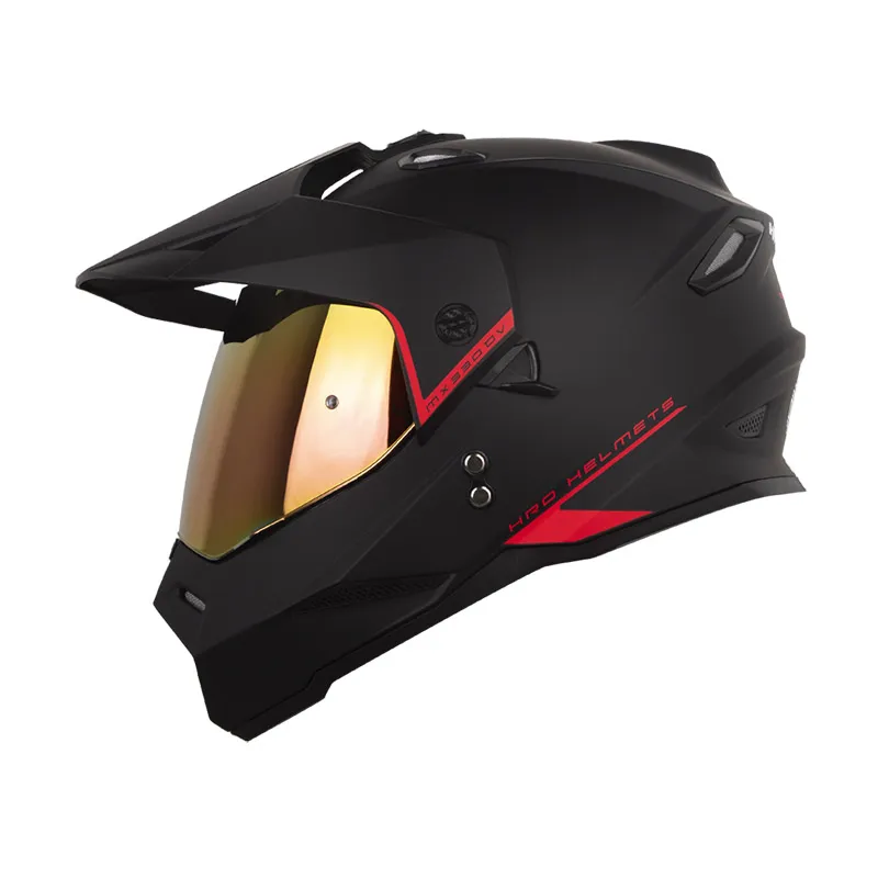 CASCO HRO MX-330DV SOLID NEGRO MATE ROJO