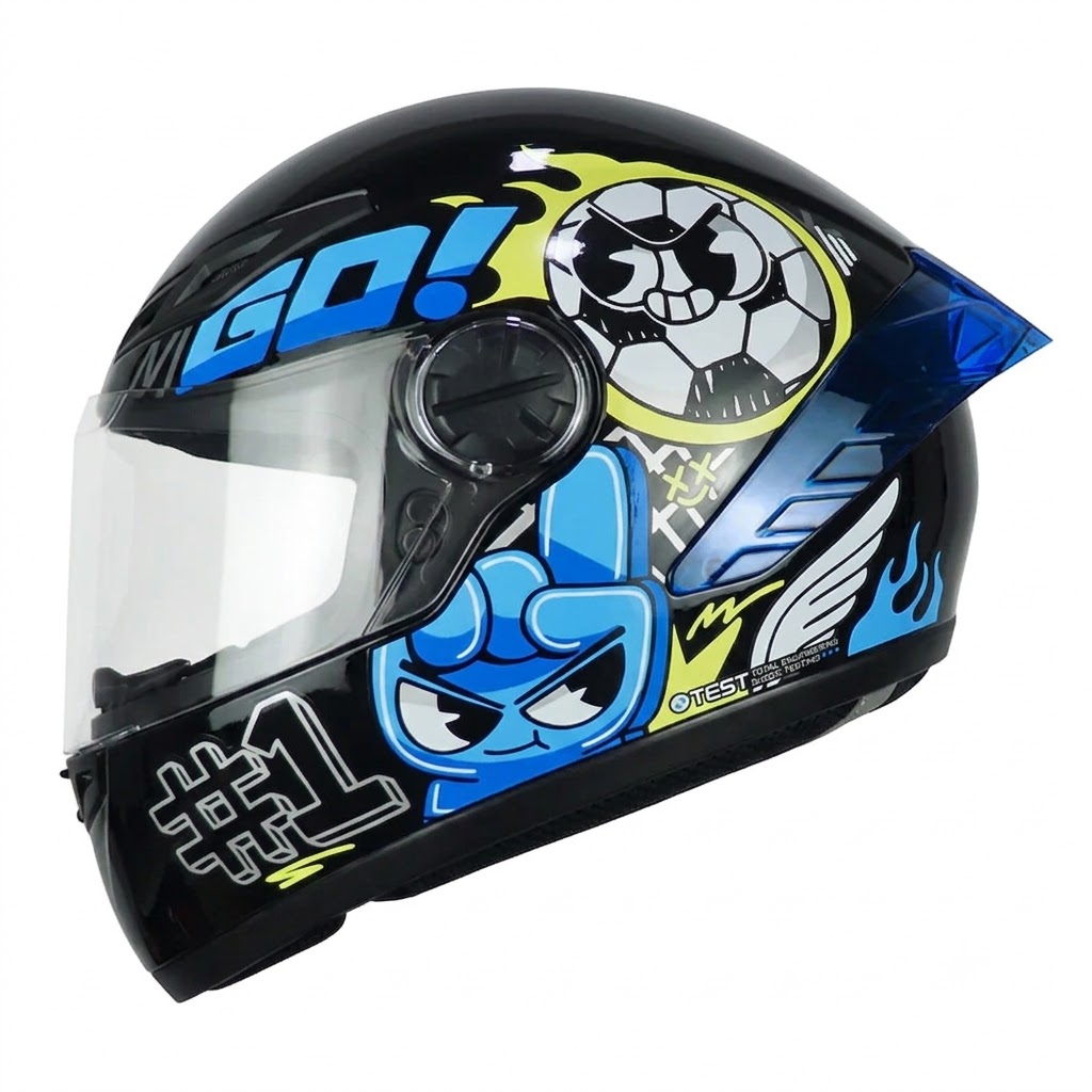 CASCO ICH 501SP CHAMPS KIDS NEGRO AZUL BRILLANTE