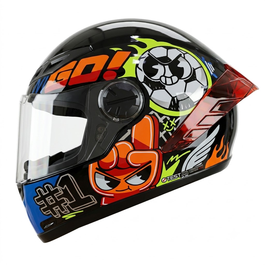 CASCO ICH 501SP CHAMPS KIDS NEGRO NARANJA NEON BRILLANTE