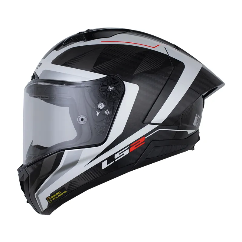 CASCO LS2 FF805 THUNDER GP AERO RAUTE BLANCO GRIS BRILLANTE