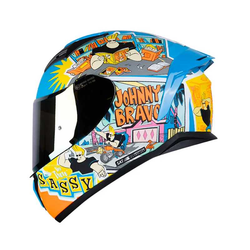CASCO SHAFT 582SP JOHNY BRAVO AZUL AMARILLO BRILLANTE