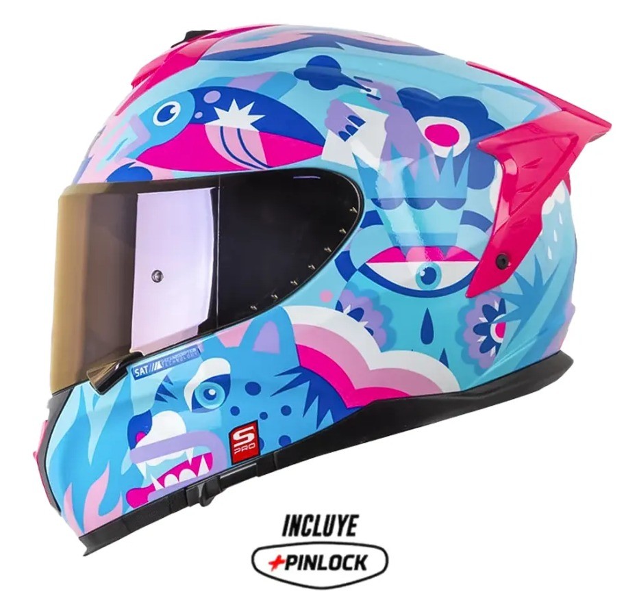CASCO SHAFT PRO 610DV MAGIC WORL AZUL CLARO MORADO BRILLANTE