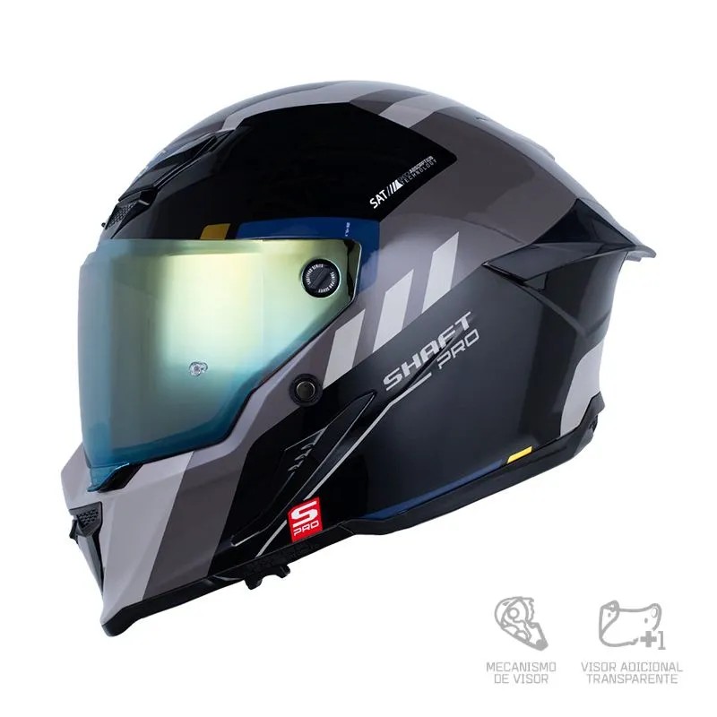 CASCO SHAFT PRO 615DV NAPA GRIS AZUL OSCURO BRILLANTE