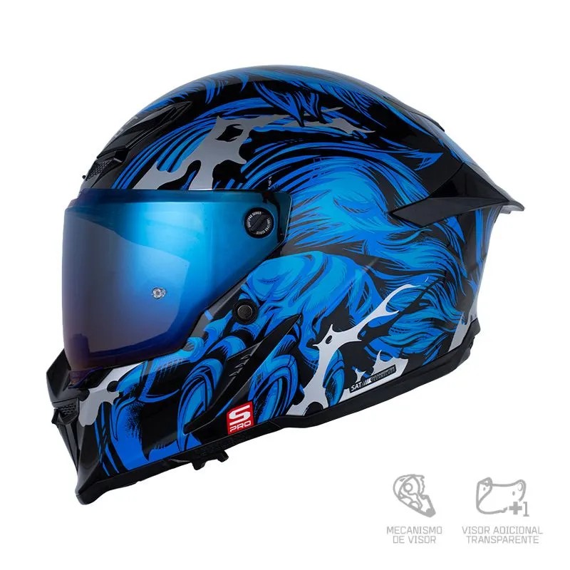CASCO SHAFT PRO 615DV WEREWOLF NEGRO AZUL BRILLANTE