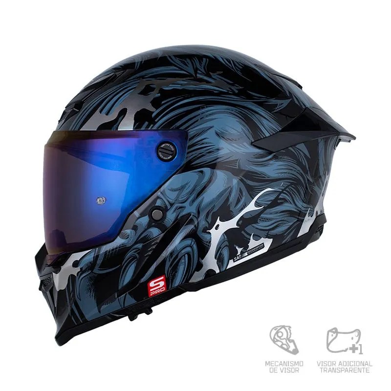 CASCO SHAFT PRO 615DV WEREWOLF NEGRO AZUL OSCURO BRILLANTE