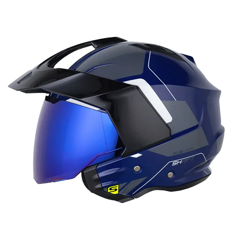 CASCO SHAFT 227 TRIAL ZANT AZUL OSCURO BLANCO BRILLANTE