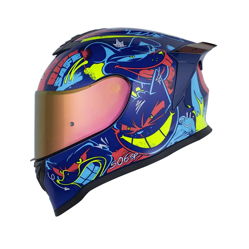 CASCO HRO 506SP ROUGH AZUL OSCURO ROJO BRILLANTE
