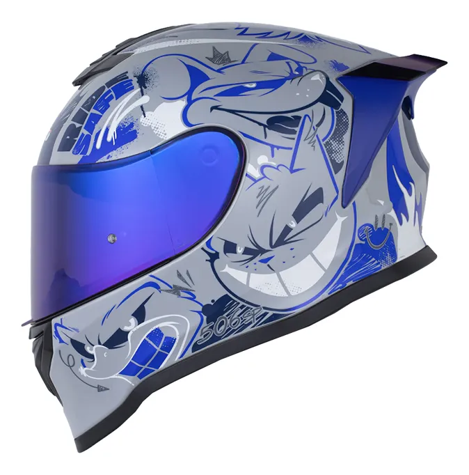 CASCO HRO 506SP ROUGH GRIS AZUL OSCURO BRILLANTE