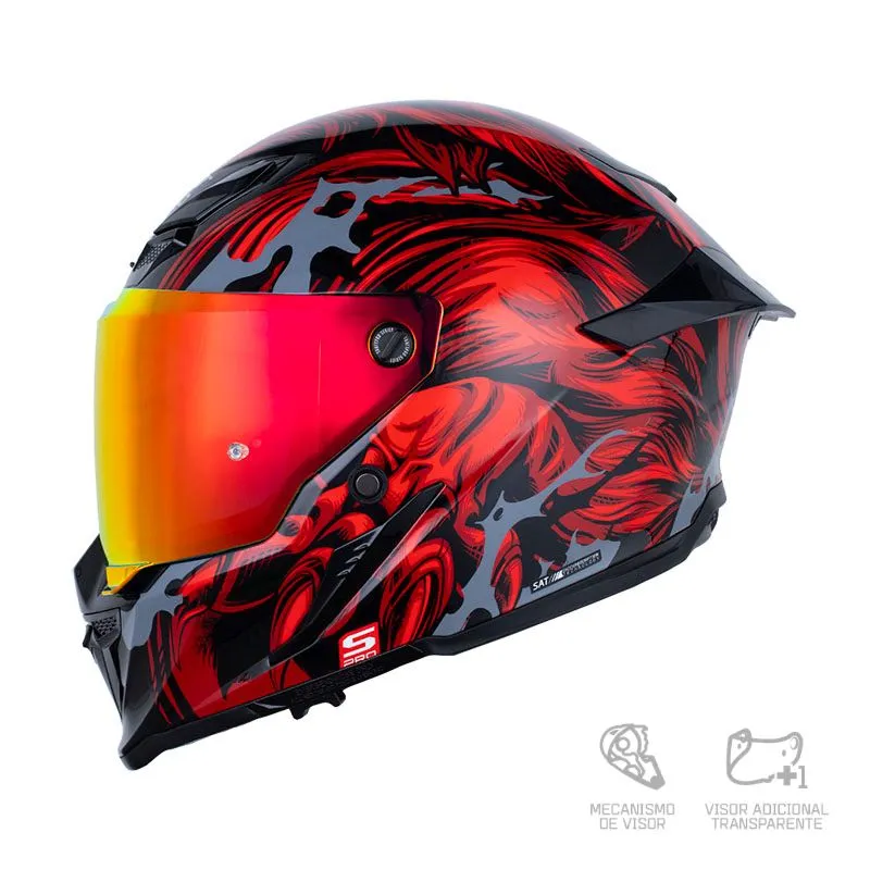 CASCO SHAFT PRO 615DV WEREWOLF NEGRO ROJO BRILLANTE