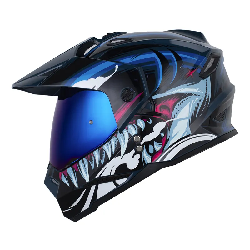 CASCO HRO MX-330DV ATTACK AZUL OSCURO BRILLANTE