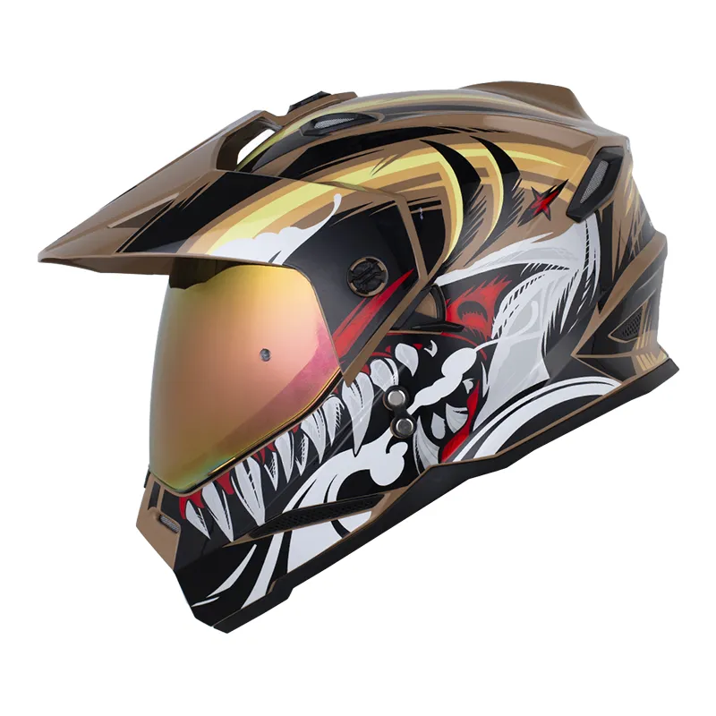 CASCO HRO MX-330DV ATTACK ARENA OSCURO AMARILLO CLARO BRILLANTE