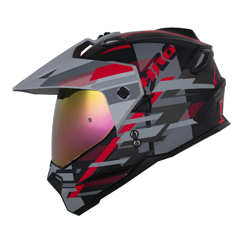 CASCO HRO MX-330DV GLITCH NEGRO ROJO MATE