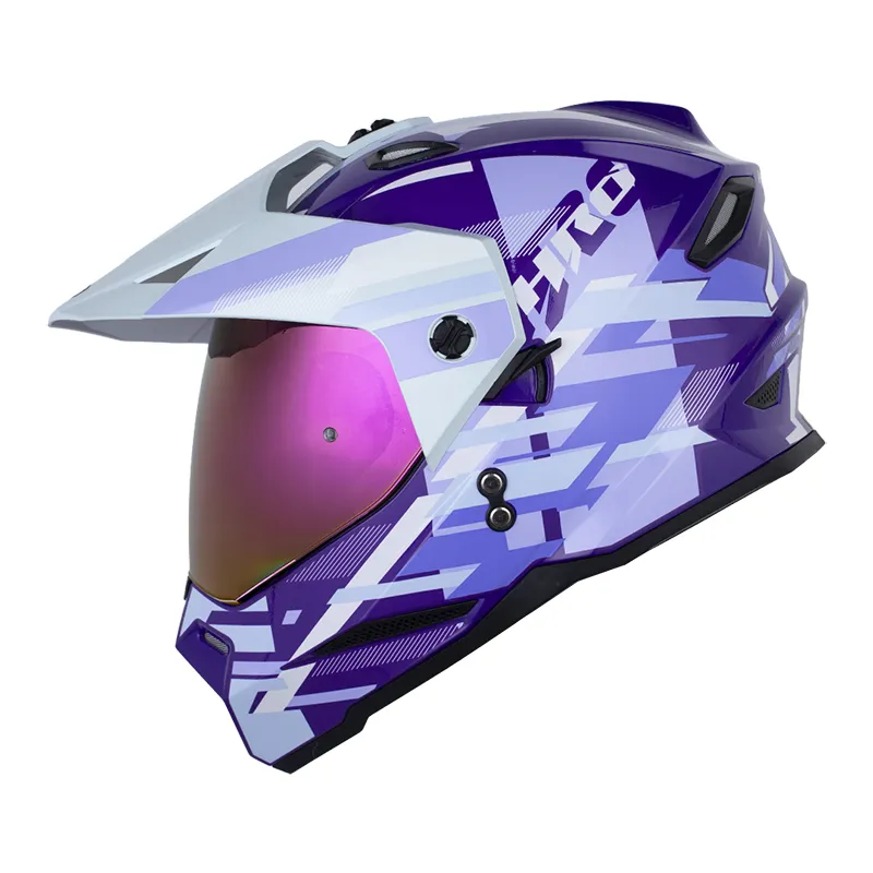 CASCO HRO MX-330DV GLITCH MORADO AZUL CLARO BRILLANTE