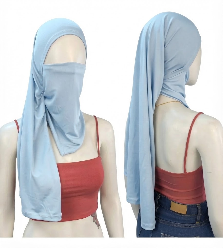 BUFF CON PAÑOLETA 90CM CELESTE