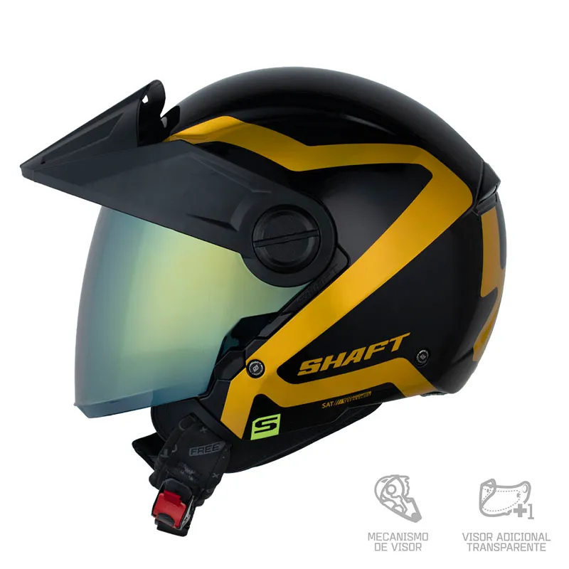CASCO SHAFT 212 HOLOSYMBO NEGRO HOLOGRAMA DORADO BRILLANTE