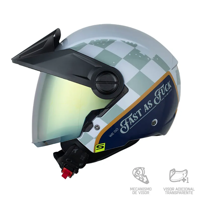 CASCO SHAFT 212 TREMBLE AZUL CLARO AZUL OSCURO BRILLANTE