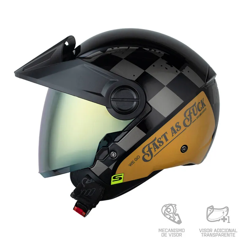 CASCO SHAFT 212 TREMBLE NEGRO DORADO BRILLANTE