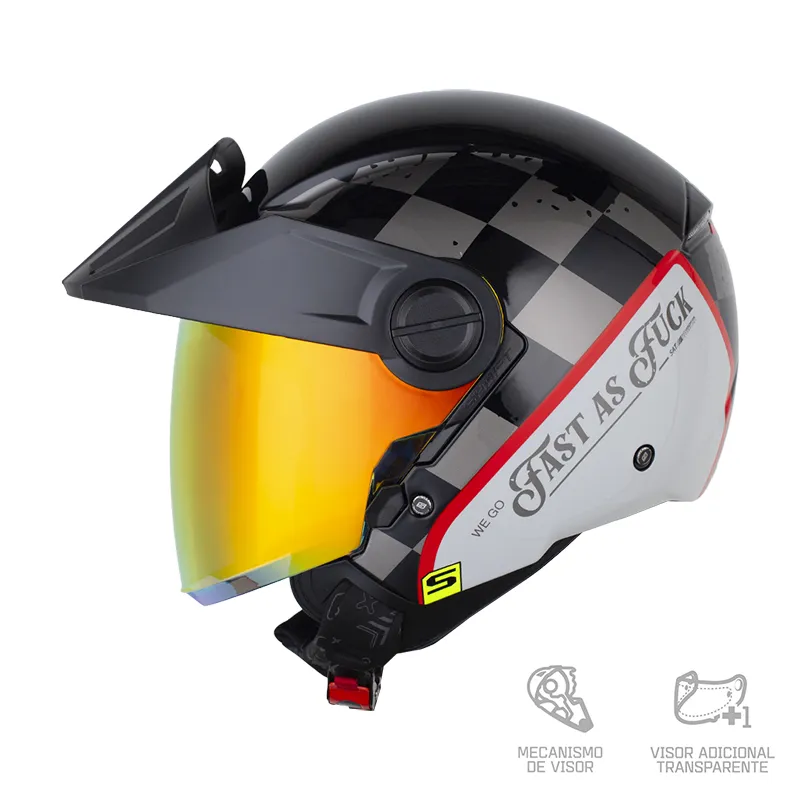 CASCO SHAFT 212 TREMBLE NEGRO ROJO BRILLANTE