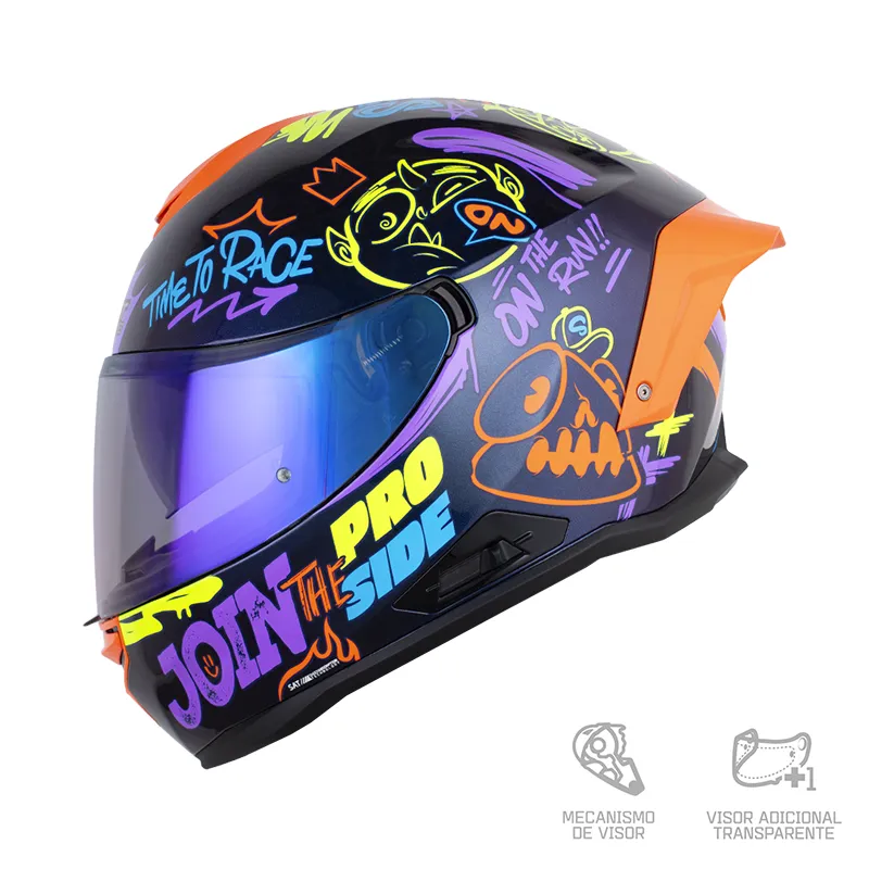 CASCO SHAFT PRO 614DV RS STREET KO CAMALEON NARANJA NEON BRILLANTE
