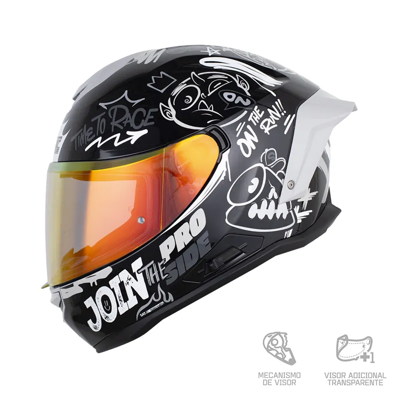 CASCO SHAFT PRO 614DV RS STREET KO NEGRO GRIS BRILLANTE